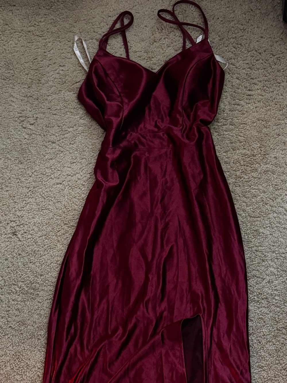 David's Bridal Wine Satin Maxi Skirt with Side Slit